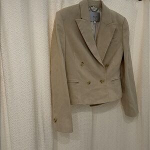 A.L.C. Double-Breasted Cropped Blazer in Cream